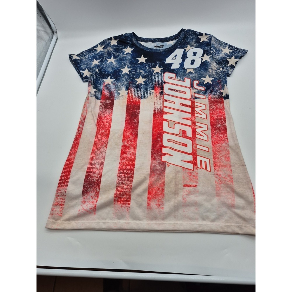 Nascar Jimmie Johnson 48 USA Flag Patriotic Shirt  Sz L Hendrick Motorsports